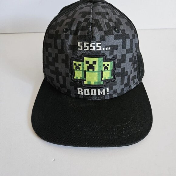 Official Minecraft Creeper SSSS Boom ! Black Trucker Ball Adjustable Cap - Picture 5 of 8